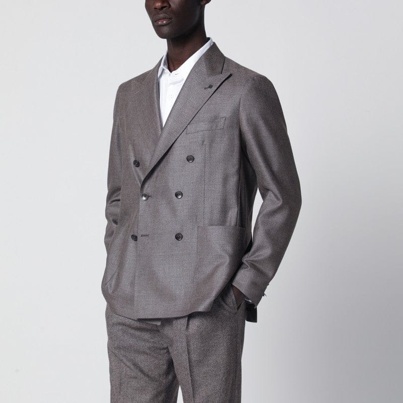 Coats & Jackets Tagliatore - Grey silk and wool double-breasted jacket - 54 IT Brand