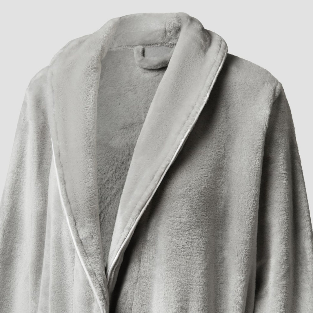 Brogo Luxe Bathrobe Dove - White Piping