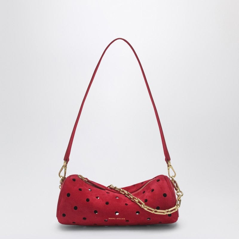 #N/A Manu Atelier - Mini Cylinder bag in perforated red suede - One size Brand