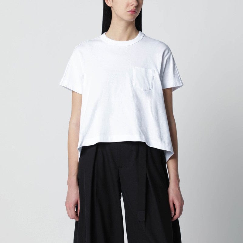 Shirts & Tops Sacai - White cropped cotton T-shirt - 3 Brand