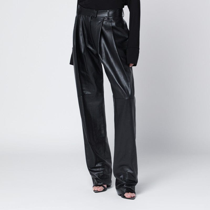 Pants Francesco Murano - Black faux leather trousers - 42 IT Brand
