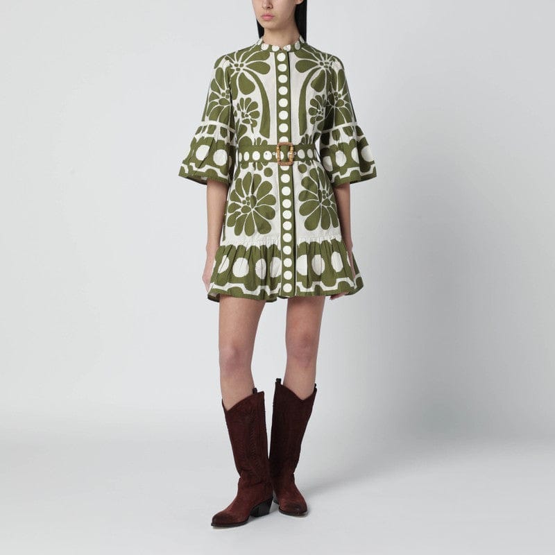 Dresses FARM Rio - Palermo mini dress with green print - L Brand