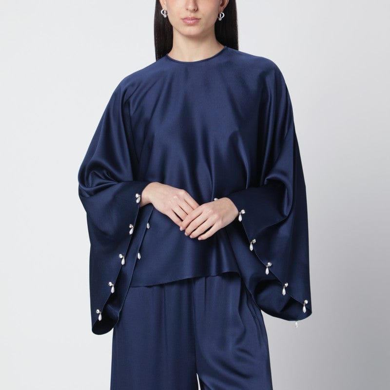 Shirts & Tops Stella McCartney - Navy blue oversized viscose satin blouse - 40 IT Brand
