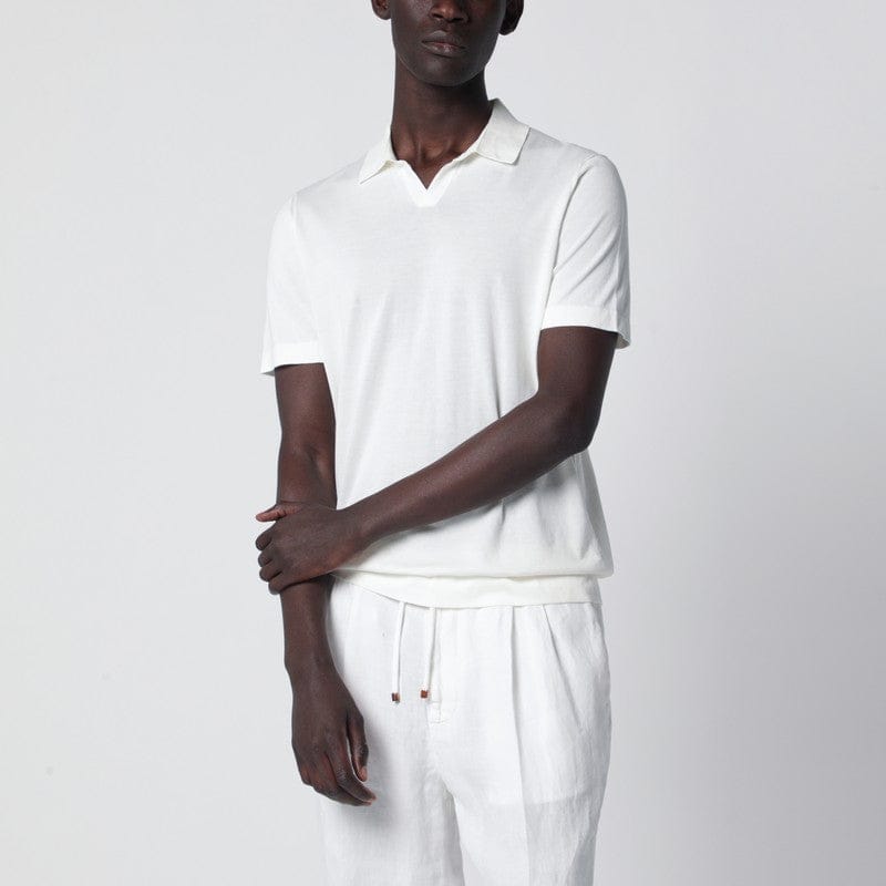 Shirts & Tops Drumohr - Milk-white cotton knit polo - 56 IT Brand