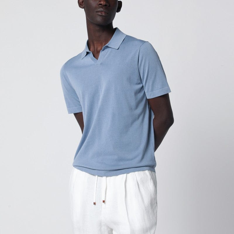 Shirts & Tops Drumohr - Light blue cotton knit polo - 54 IT Brand