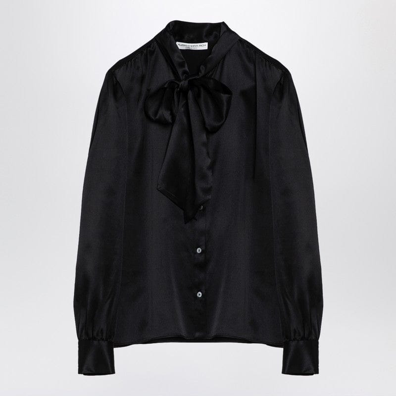 Shirts & Tops Alessandra Rich - Black silk shirt with bow - 38 IT Brand