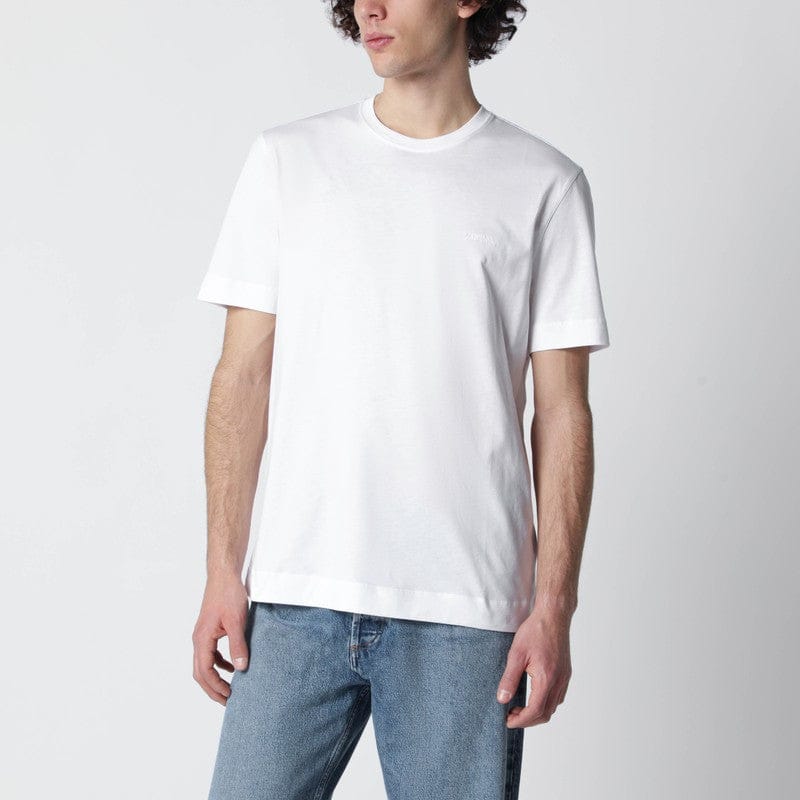Shirts & Tops ZEGNA - White T-shirt with embroidered logo - 54 IT Brand