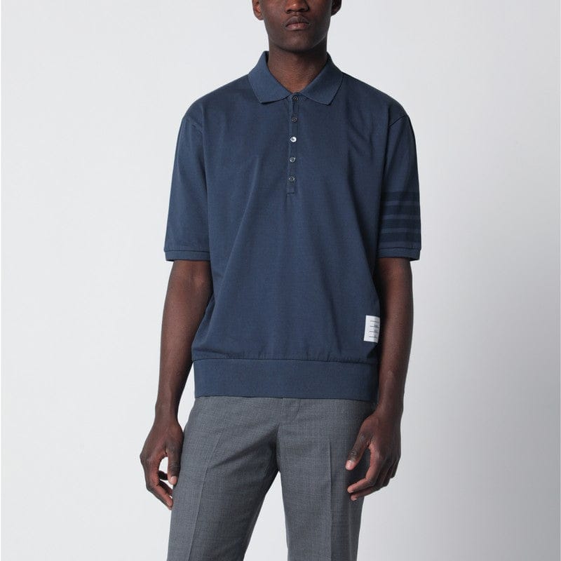 Shirts & Tops Thom Browne - Navy blue cotton polo shirt - 5 Brand