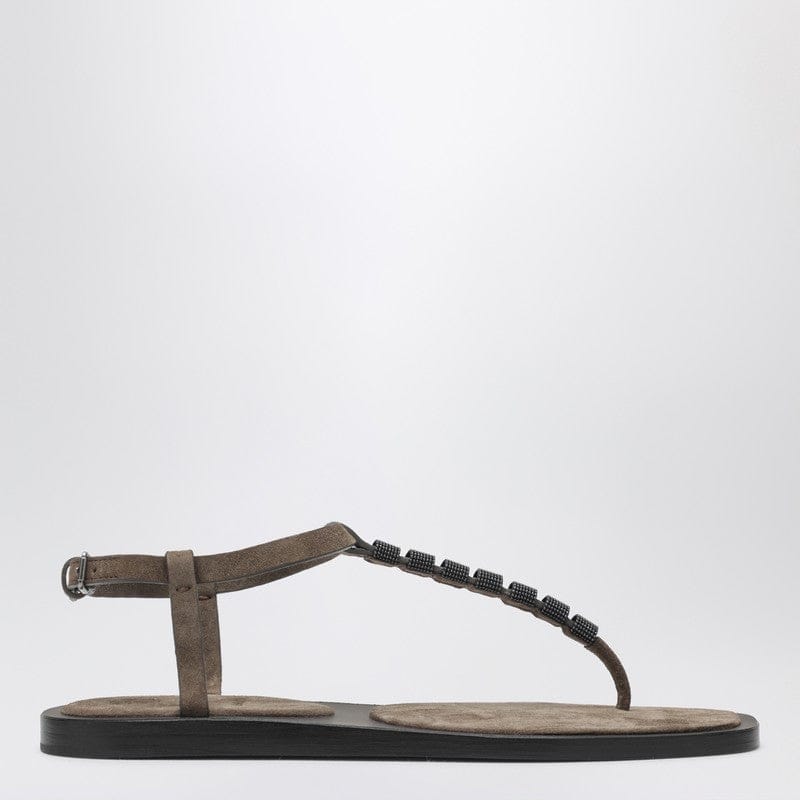 Shoes Brunello Cucinelli - Suede thong sandals with Precious Straps - 36 IT Brand