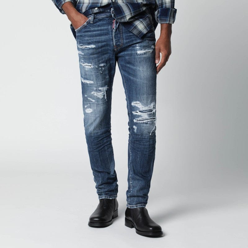 Pants Dsquared2 - Slim blue washed jeans with rips - 48 IT Brand