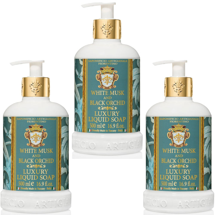 Saponificio Artigianale Fiorentino Body and Hand Wash Bundles White Musk and Black Orchid Hand Wash Set of 3Pcs White Musk and Black Orchid Hand Wash Set of 3Pcs Brand