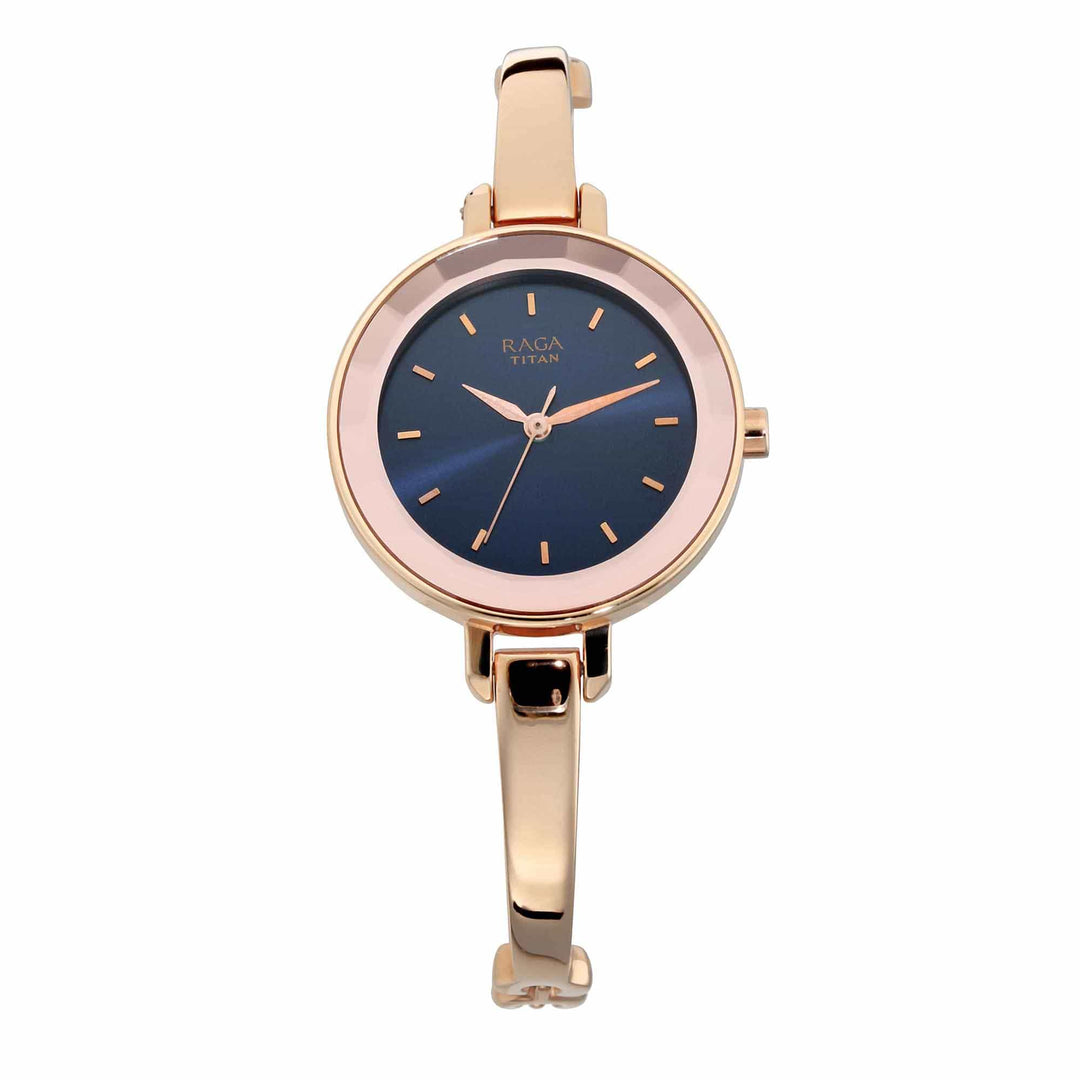 Titan Chronograph Watches Titan Quartz Analogue Blue Dial Metal Strap Watch for Women Brand