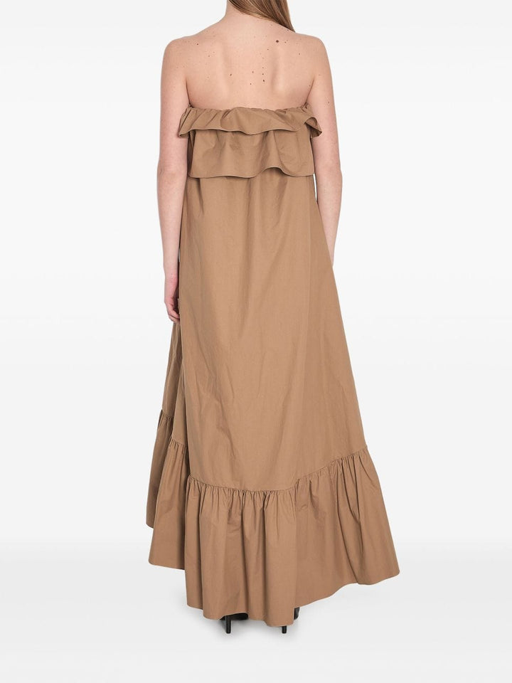 Saint Laurent Dresses Saint Laurent Beige Strapless Ruffle-Hem Dress Saint Laurent Beige Strapless Dress with Ruffle Hem – Chic & Stylish Brand