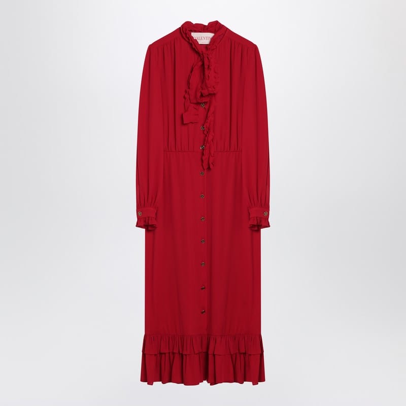 Valentino Dresses Valentino Red Dress with Ruffled Bow Valentino Red Dress with Ruffled Bow Brand
