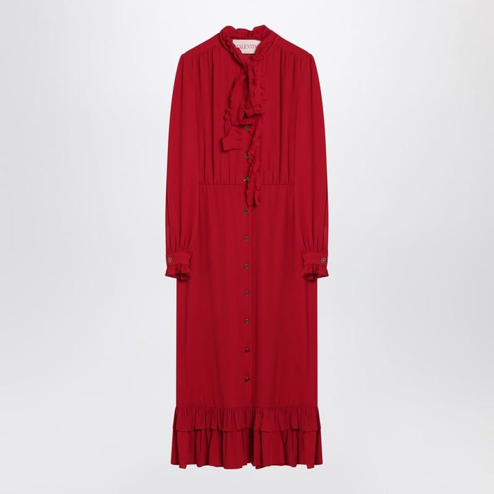 Valentino Dresses Valentino Red Dress with Ruffled Bow Valentino Red Dress with Ruffled Bow Brand