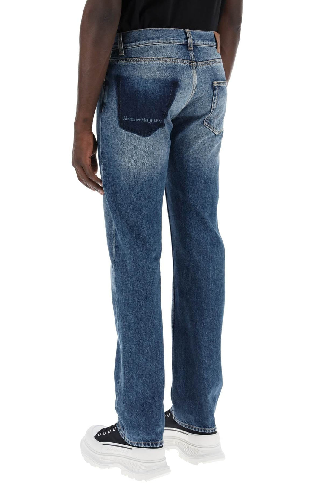 Alexander Mcqueen Jeans Alexander Mcqueen straight leg jeans with faux pocket on the back. Alexander Mcqueen straight leg jeans with faux pocket on the back. Brand