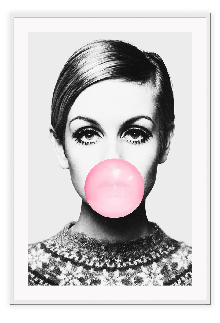 Canvas Print 50x70cm / White Twiggy Bubble Twiggy Bubble Wall Art : Ready to hang framed artwork. Brand