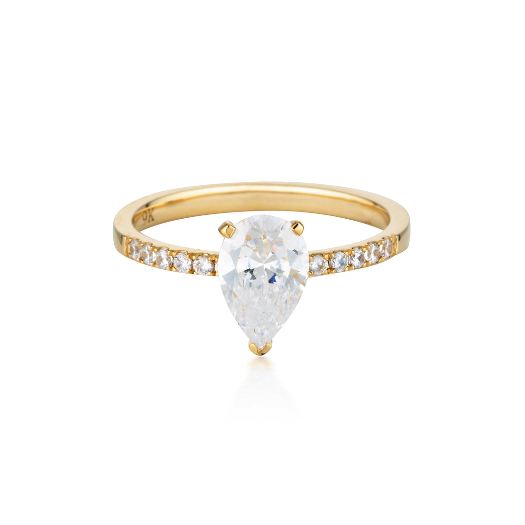 Georgini Ring 7 Georgini Gold Pear Cut And Round Brilliant 1.5ctw Engagement Ring In 9ct Yellow Gold Georgini Gold Pear Cut And Round Brilliant 1.5ctw Engagement Ring In 9ct Yellow Gold Brand