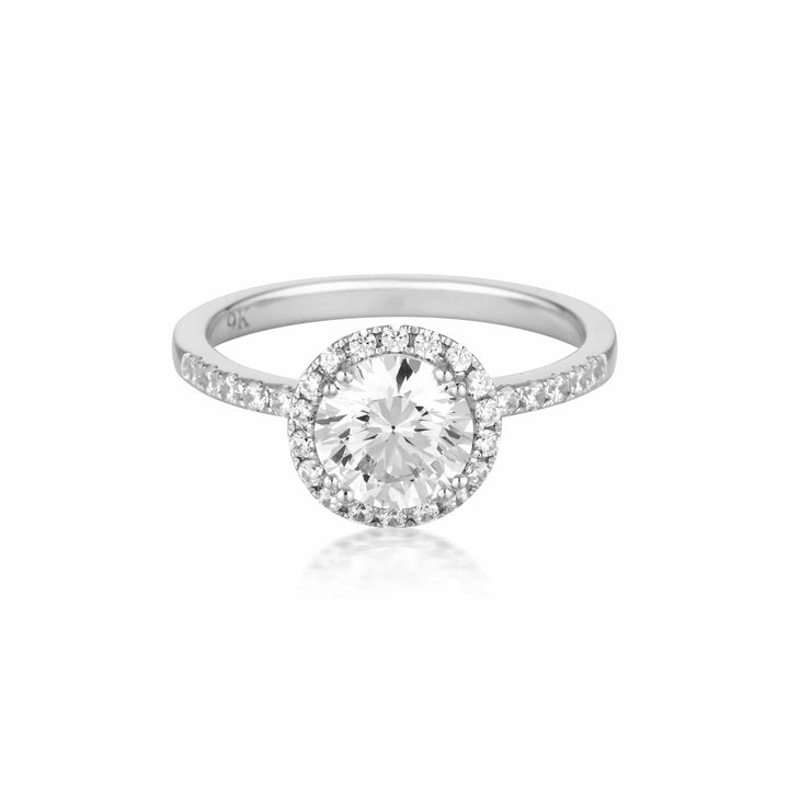 Georgini Ring 6 Georgini Gold Round Brilliant Cut 1.25ctw Halo Moissanite Engagement Ring In 9ct White Gold Georgini Gold Round Brilliant Cut 1.25ctw Halo Moissanite Engagement Ring In 9ct White Gold Brand