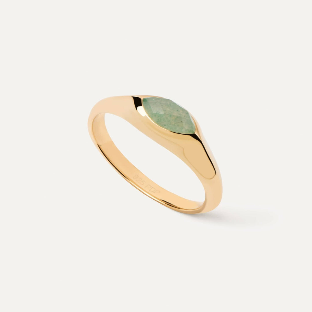 PDPaola Rings PDPaola Green Aventurine Nomad Stamp Ring Brand