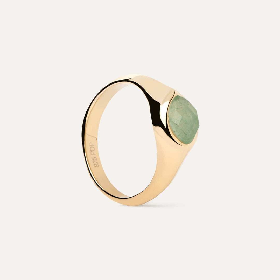 PDPaola Rings PDPaola Green Aventurine Nomad Stamp Ring Brand