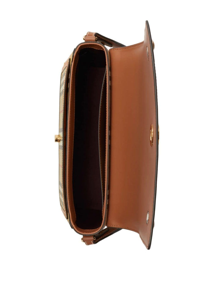 Burberry Shoulder UNI Burberry Bag Leather Brown Burberry Brown Leather Bag – Check Pattern & Gold Logo | ILG Brand