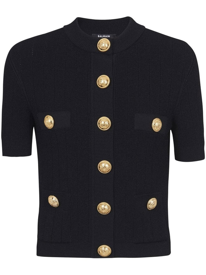 Balmain Topwear Balmain Button Knitted Sweater Balmain Black Button Knitted Sweater Brand