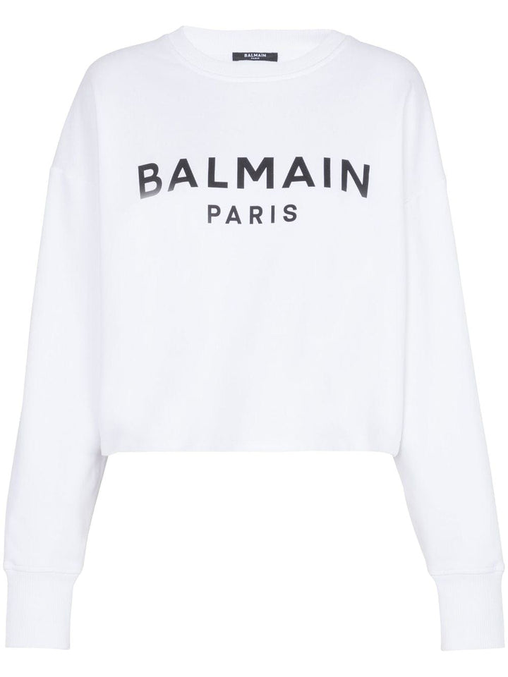 Balmain Topwear M Balmain Cotton Logo Sweater Balmain White Cotton Logo Sweater Brand