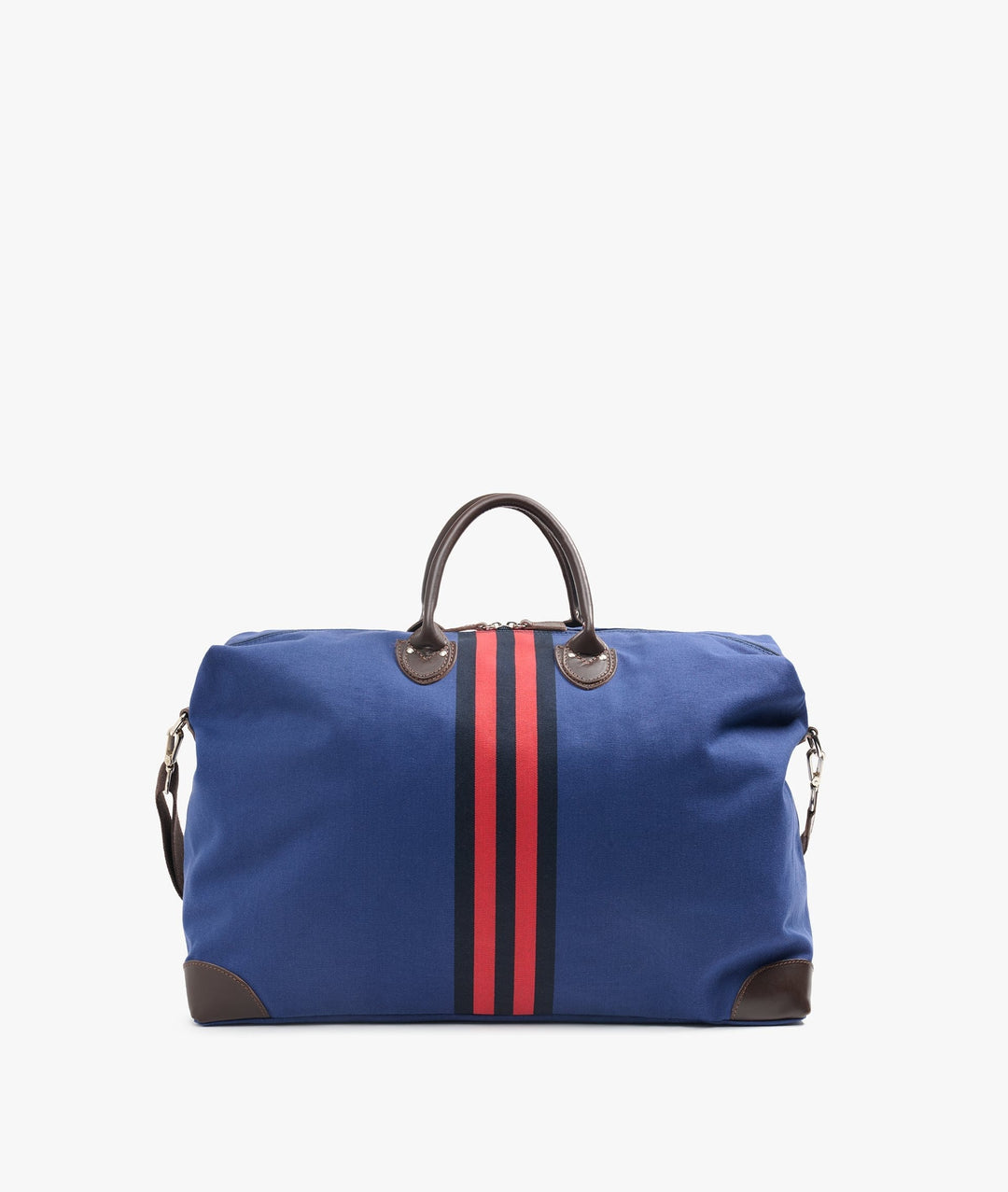 My Style Bags Travel Bags My Style Bags Harvard Rugby Duffel Travel Bag in Blue with Red/Black Stripes for Men Brand