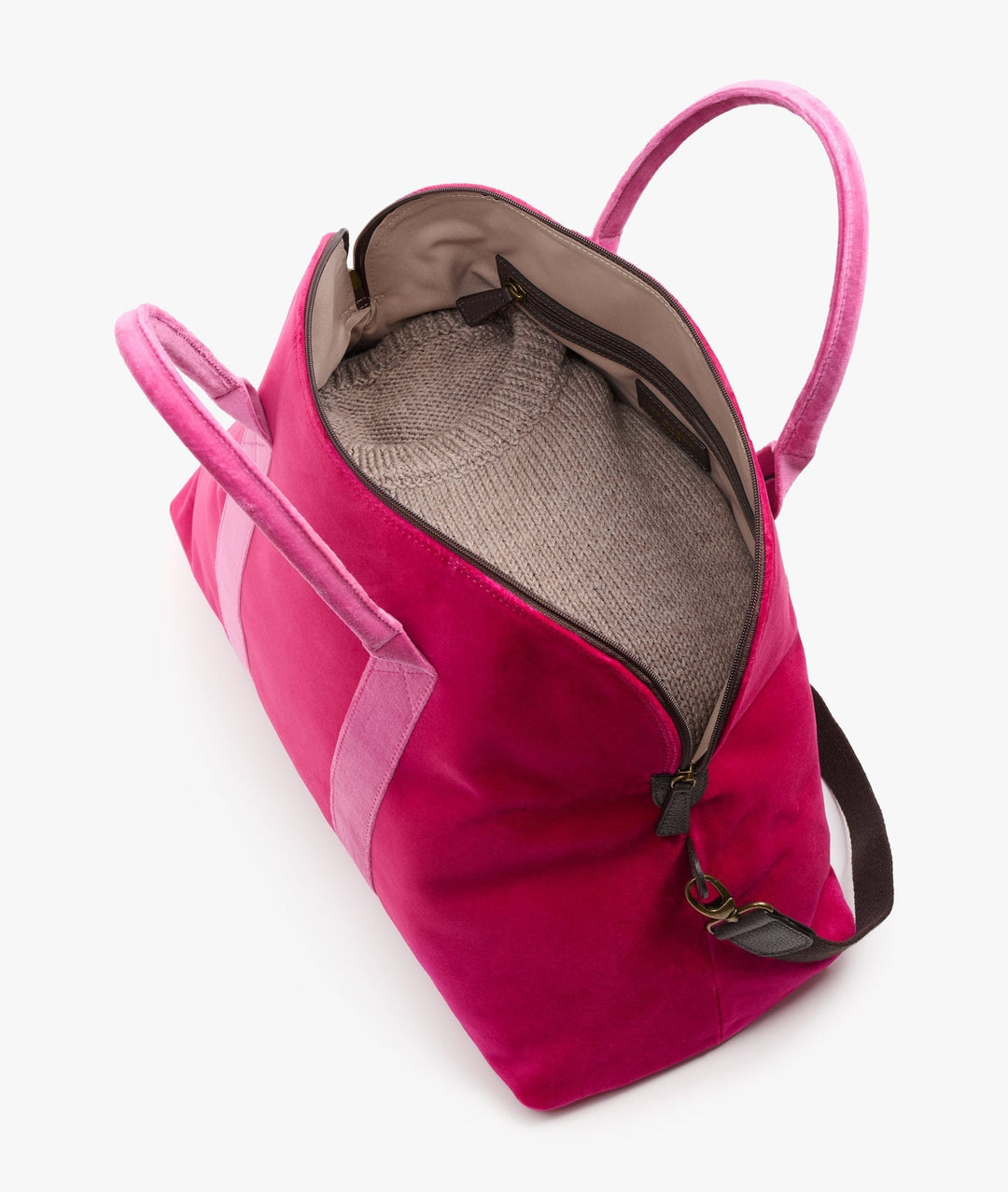 My Style Bags Travel Bags My Style Bags London Smart Twin Velvet Duffel Travel Bag in Fuchsia for Women Brand