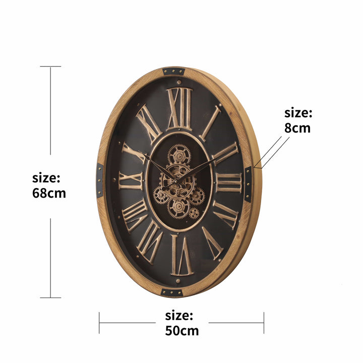 Chilli Wall Clock Orlando Oval Wooden Moving Cogs Wall Clock Brand