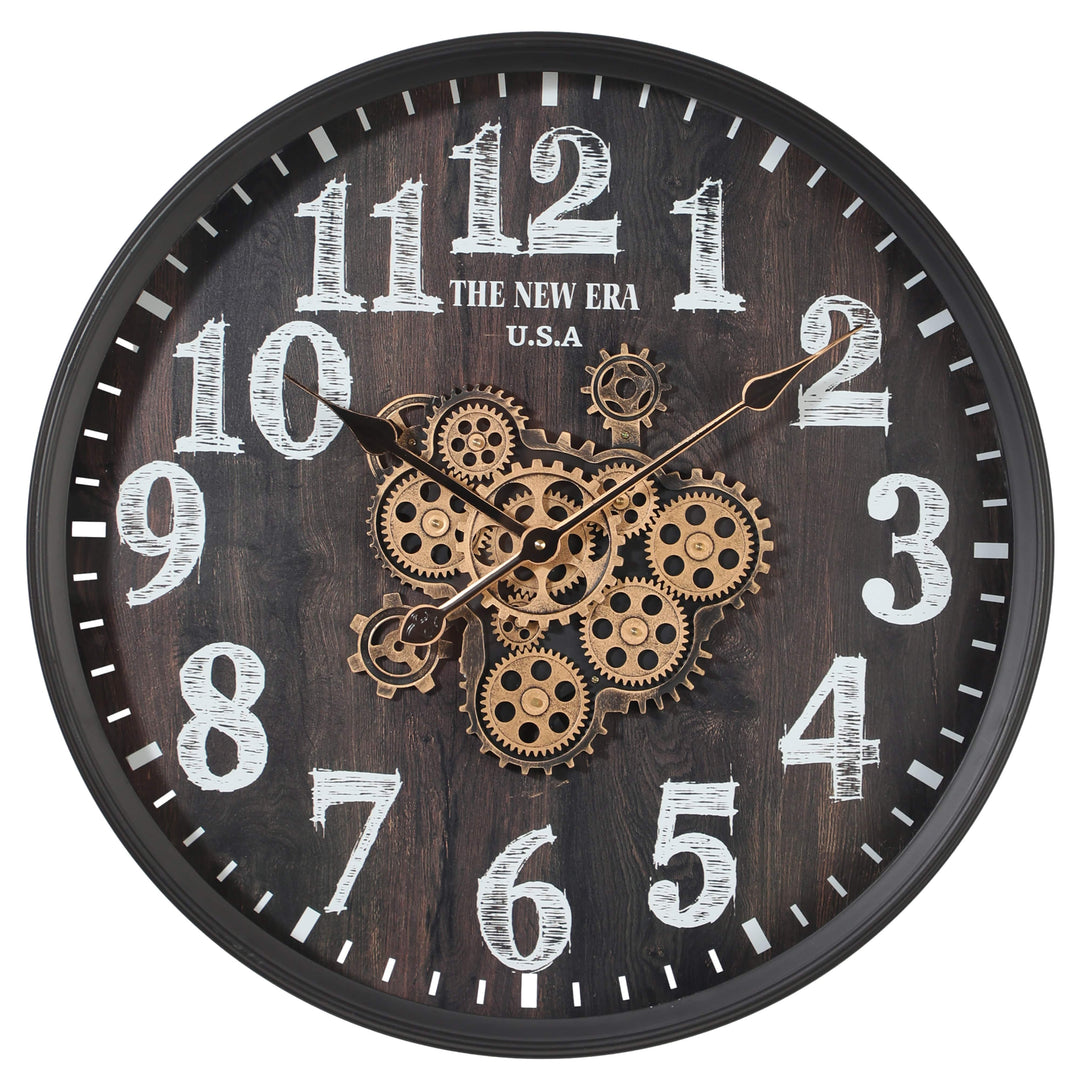 Chilli Wall Clock Woodie Round Moving Cogs Wall Clock Brand