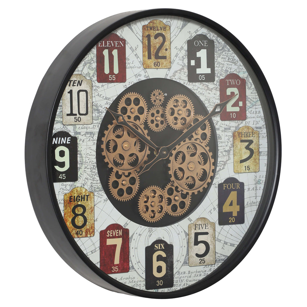 Chilli Wall Clock Wyn Round Moving Cogs Wall Clock Brand