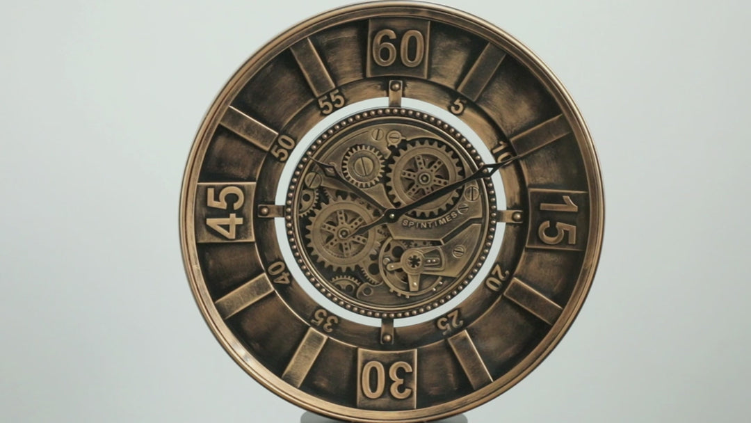 Ascam Round Industrial  Moving Cogs Wall Clock