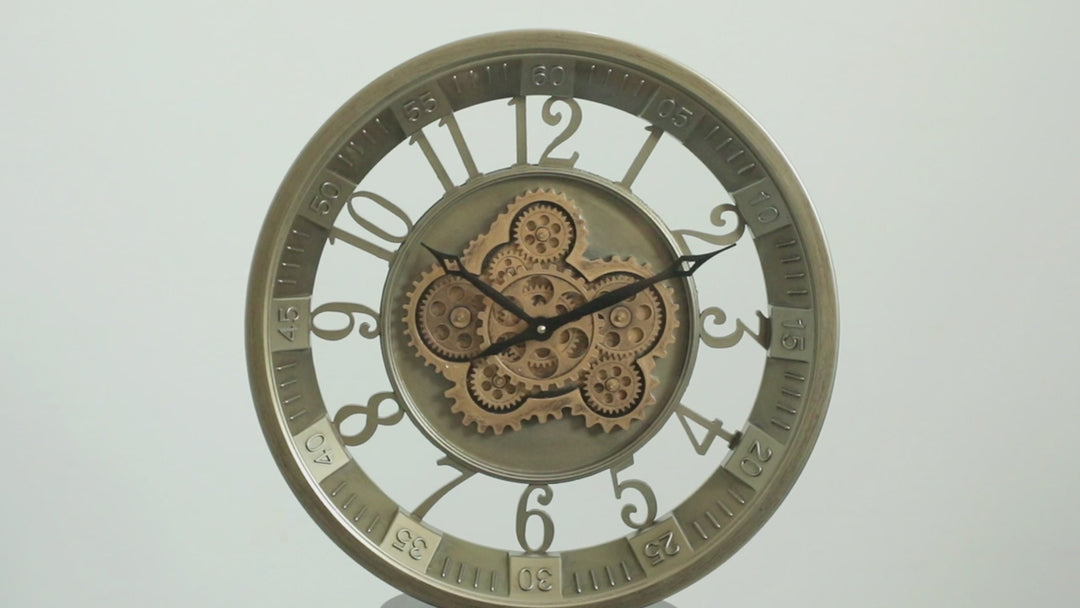 Montreau Round Industrial Moving Cogs Wall Clock