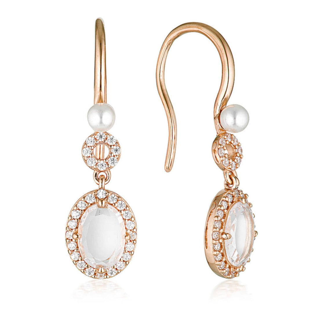 Georgini Earring Georgini Noel Nights Sliced Stone Pearl Drop Earrings Rose Gold Brand