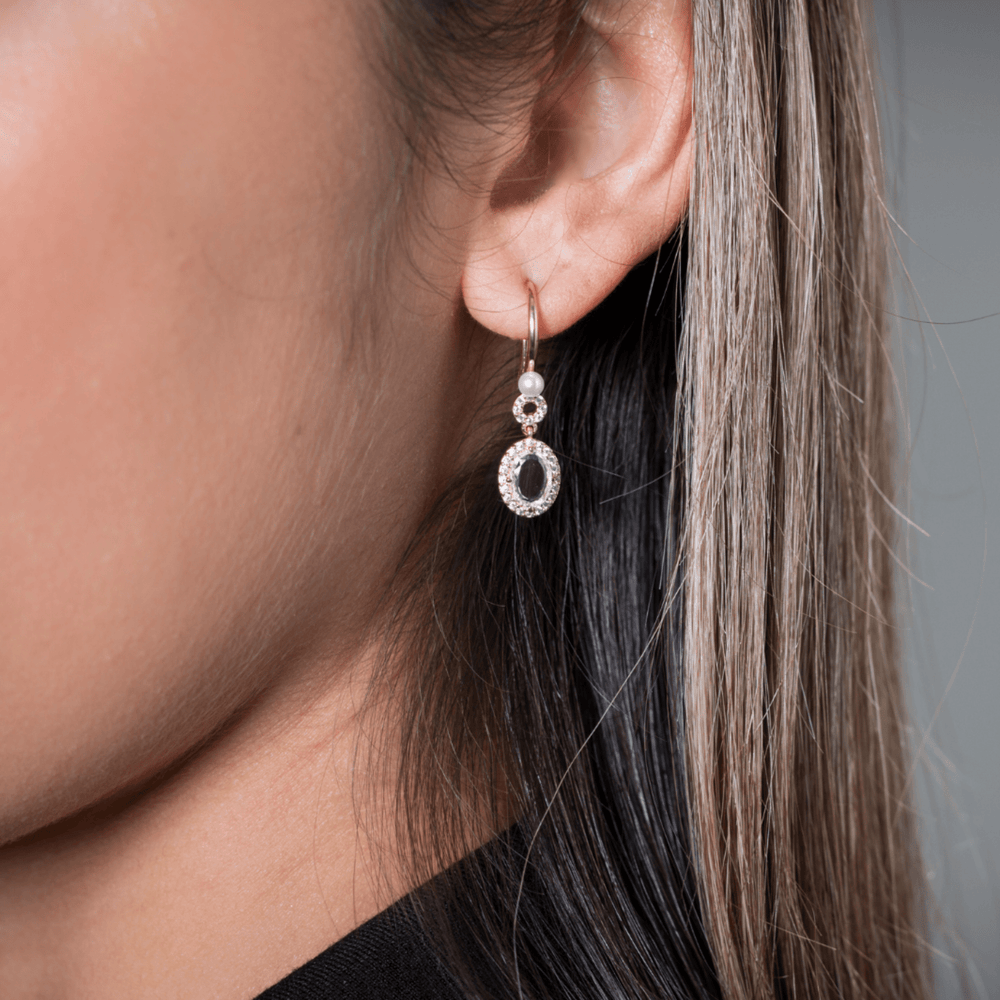 Georgini Earring Georgini Noel Nights Sliced Stone Pearl Drop Earrings Rose Gold Brand