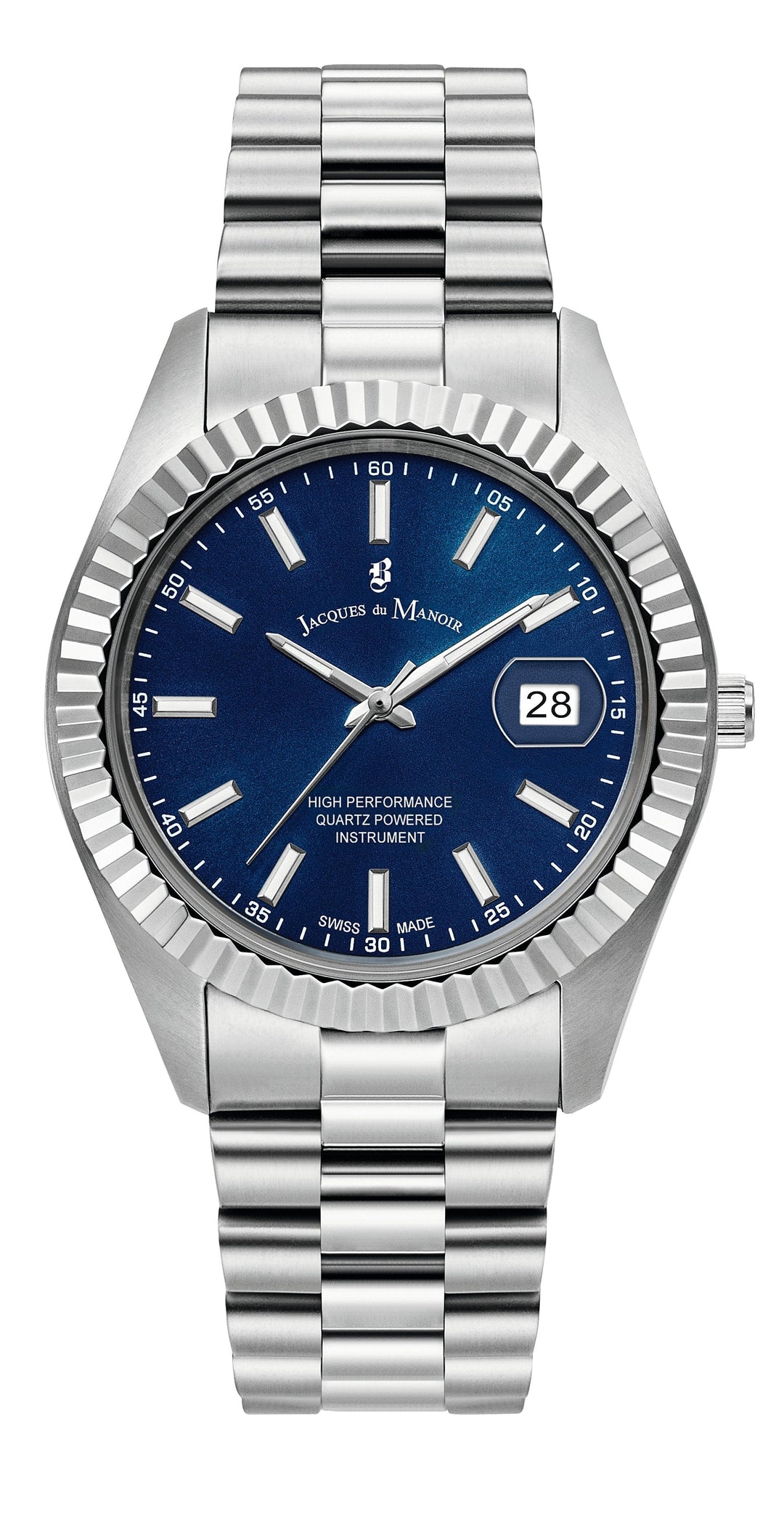 Jacques du Manoir Watch Jacques du Manoir Inspiration Business 40mm Date Silver Blue Men's Luxury Watch Brand