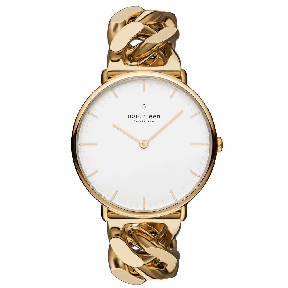 Nordgreen Watch Nordgreen Native 32mm Women's Gold Chain Link Dress Watch Brand