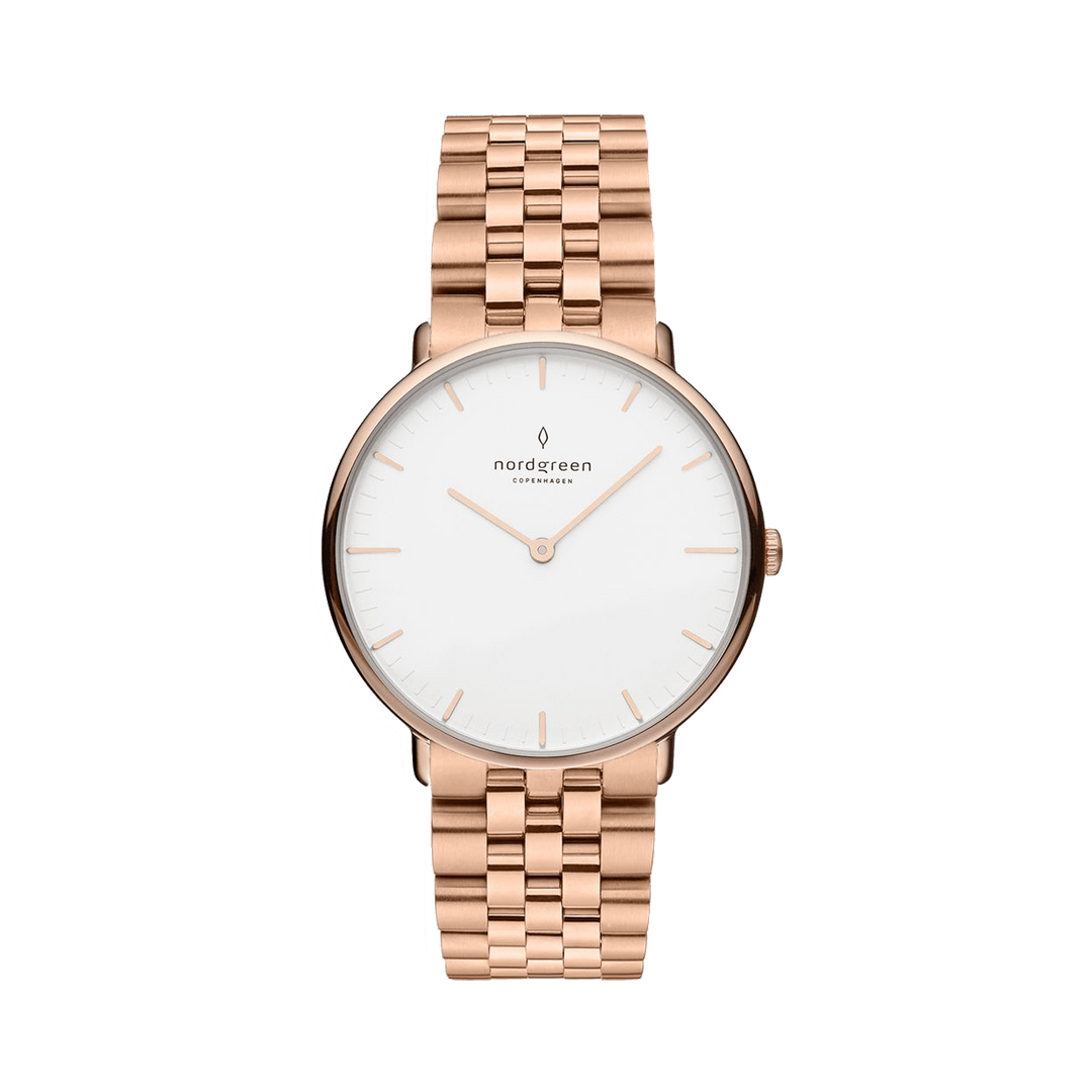 Nordgreen Watch Nordgreen Women's Native 5-Link Bracelet 32mm Women's Rose Gold Dress Watch Brand