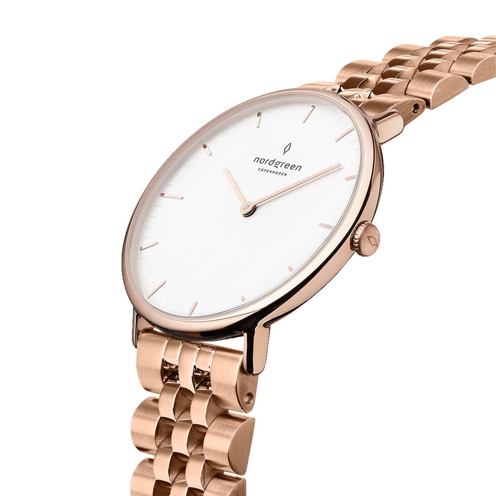 Nordgreen Watch Nordgreen Women's Native 5-Link Bracelet 32mm Women's Rose Gold Dress Watch Brand