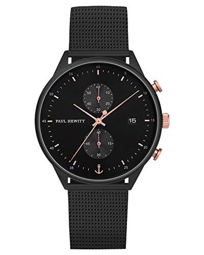 Paul Hewitt Watch Paul Hewitt Black Sunray 42mm Mesh Strap Men's Designer Watch Brand